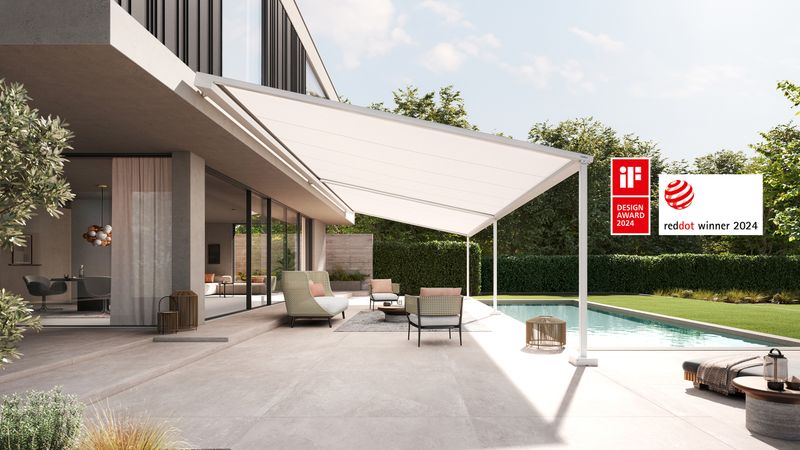 Markilux Pergolamarkise auf der Terrasse Markilux Pergolamarkise auf der Terrasse